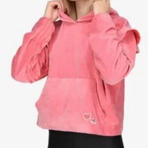 Adidas Originals VELOUR HOODIE HEART Sweat Shirt - XL